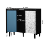 Modern Sideboard Buffet Cabinet With Red Doors And Unique Panel Styling