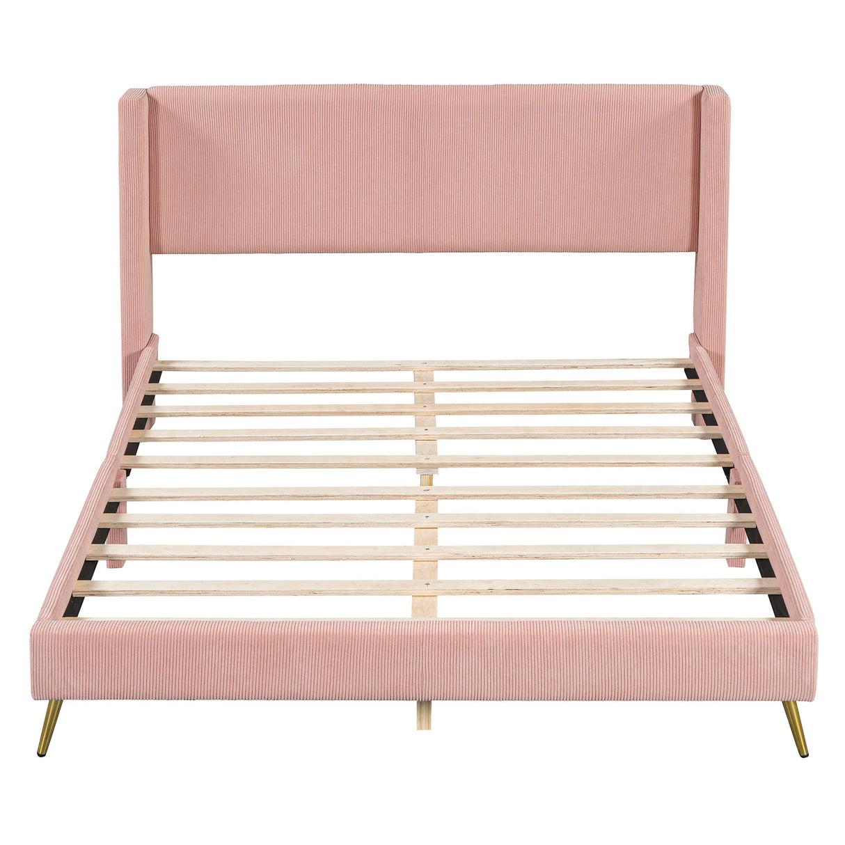 Platform Contemporary Bed With Legs And Upholstered Headboard