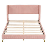 Platform Contemporary Bed With Legs And Upholstered Headboard