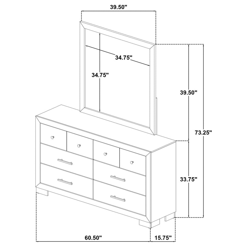 Merritt - 6 Drawer Dresser With Mirror - Light Oak