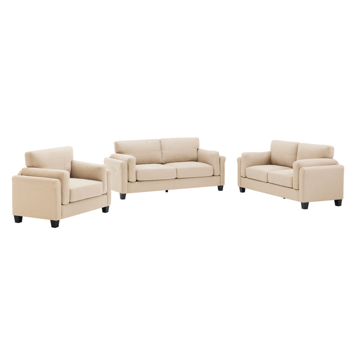 {NEW}{ VIDEO PROVIDED}Oversized Modern 3 Pieces Sofa Set  for Living Room Double Armrest Comfy Deep Seat Furniture Sets  Chair & Loveseat & 3 Seater Couch, Khaki