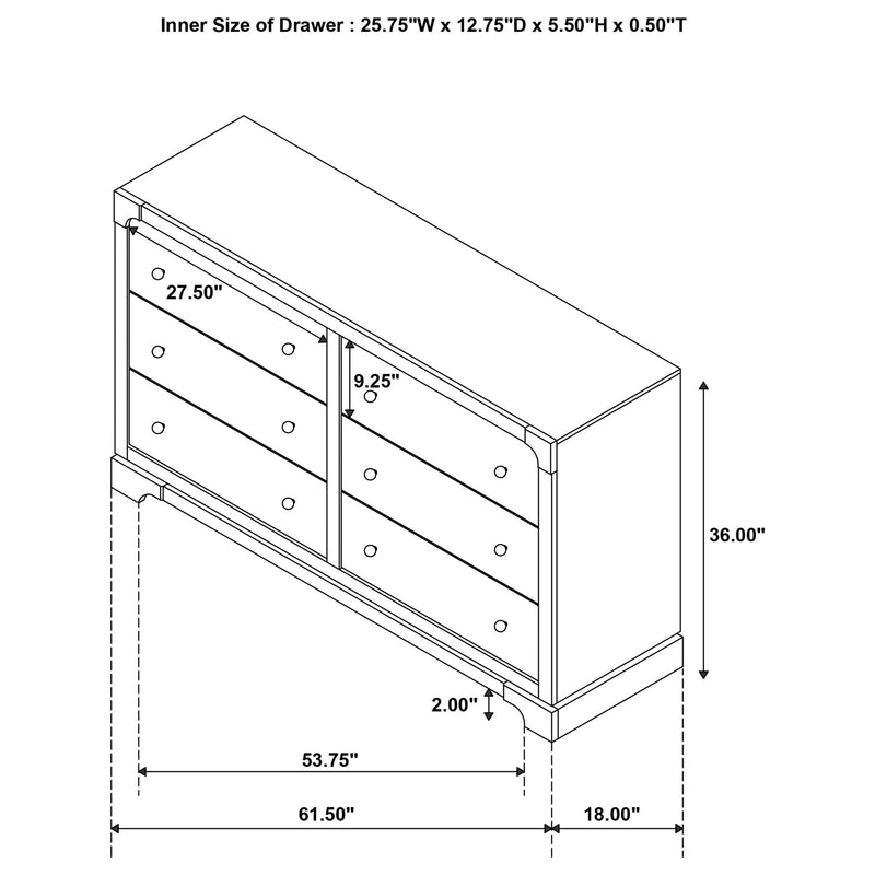 Sundance - 6 Drawer Dresser Cabinet - Dark Brown