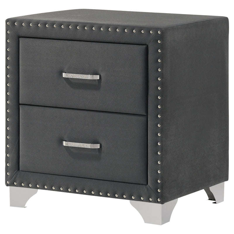 Upholstered 2 Drawer Nightstand With Accents