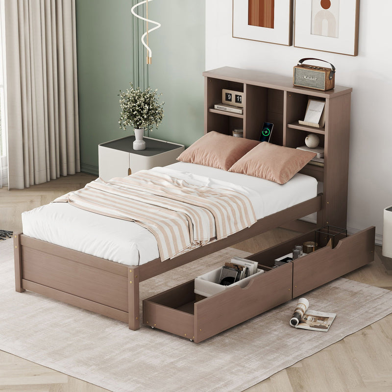 Bed Frame With Built In USB Port And 2 Drawers