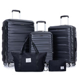 Luggage Set Of 5 Pieces, Expandable Hard Pc Luggage Set With Tsa Lock For Rotating Wheels