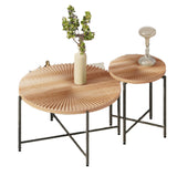 Radial - Pattern Coffee And End Table Set Waterproof Cover, Distressed Cylindrical Design (Set of 2)