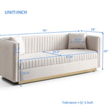 Contemporary Vertical Channel Tufted Sofa Modern Upholstered Couch For Living Room With 2 Pillows