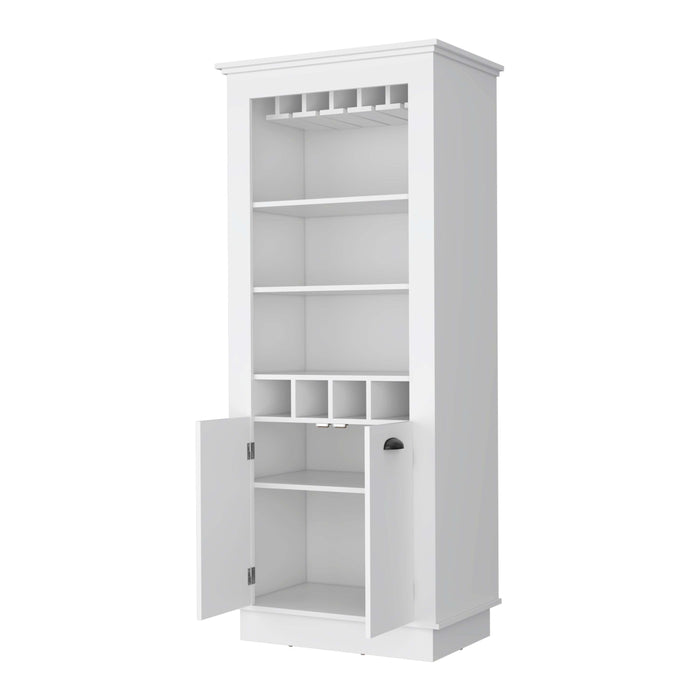 White 4-Built In Wine Rack Bar Cabinet