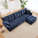 Elegant Sofa Set With Ottoman And Pillows, Textured Chenille, High Resilience Cushions
