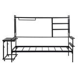 Daybed With Movable Desk, Grid, Shelves And Clothes Hanger