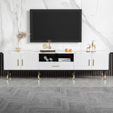 Modern TV Stand With 2 Cabinets & Open Compartments, Entertainment Center For Tvs Up To 80''