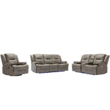 Home Theater Recliner Set Manual Recliner Chair With A LED Light Strip Two Built-In Cup Holders For Living Room