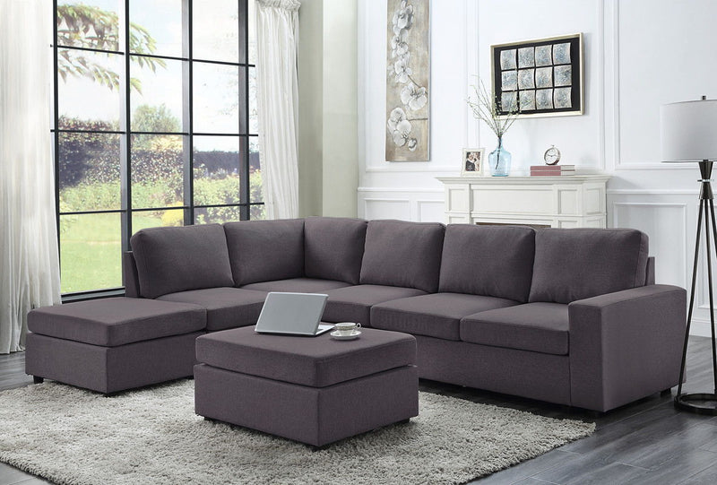 Cassia - 7 Seat Reversible Modular Sectional Sofa With Ottoman