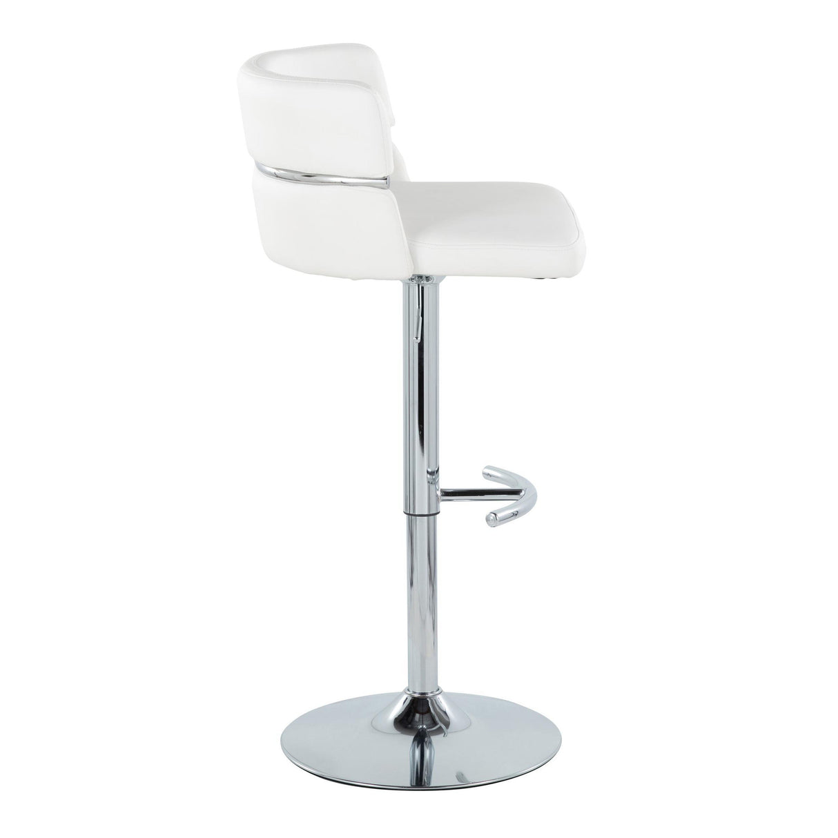 Cinch - Contemporary Adjustable Barstool With Swivel With Rounded T Footrest (Set of 2) - Chrome / White