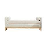 Elegant Upholstered Bench Daybed Ottoman With Bolster Pillows