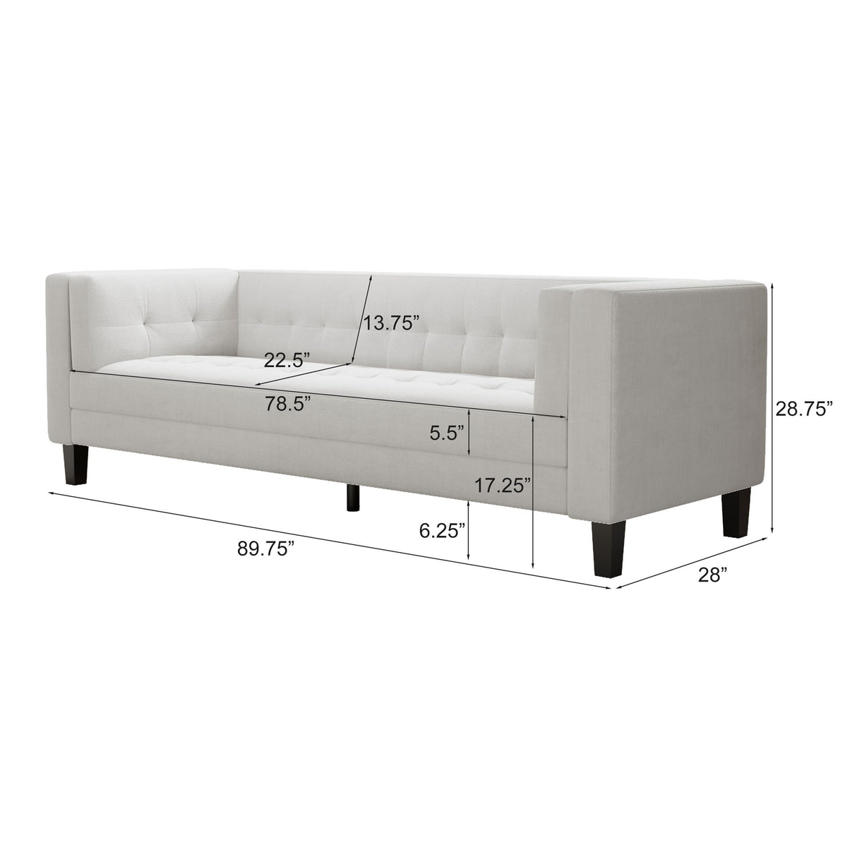 3 Seater Upholstered Tufted Sofa