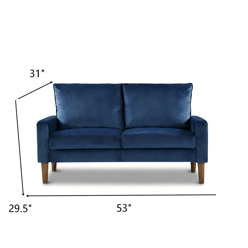 Upholstered Loveseat Sofa, 2 Seater Couch For Living Room Apartment - Dark Blue