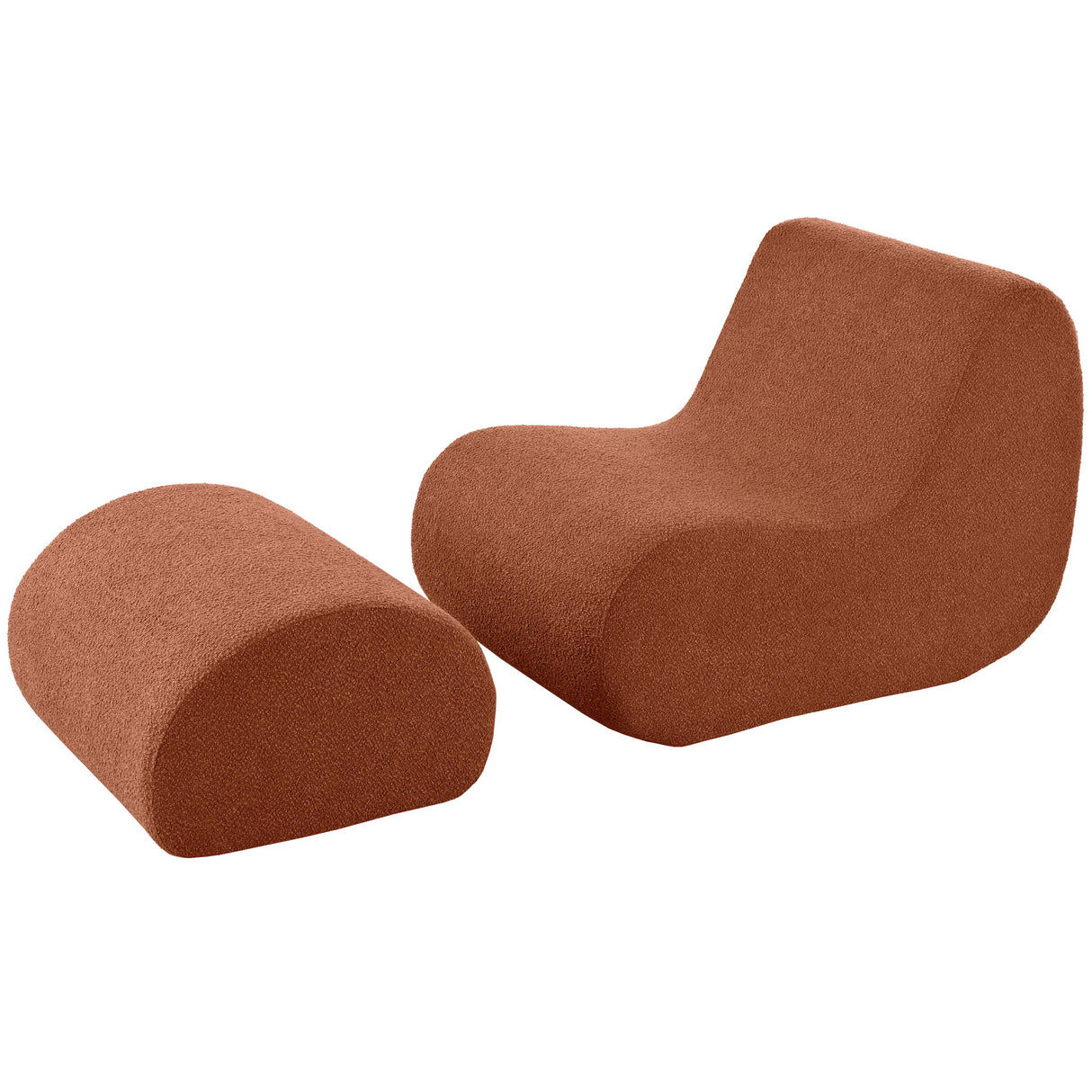 Curved Lounge Chair With Ottoman And High Resilience Foam