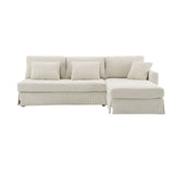 Modern L-Shaped Corduroy Sofa With Reversible Chaise, 4-Seat Upholstered Sectional Indoor Furniture, Convertible Sleeper Couch With Pillows For Living Room, Apartment