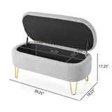 Upholstered Oval Storage Bench For Living Room