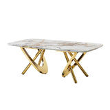 Contemporary Marble Pattern Top Table With Stainless Steel Base