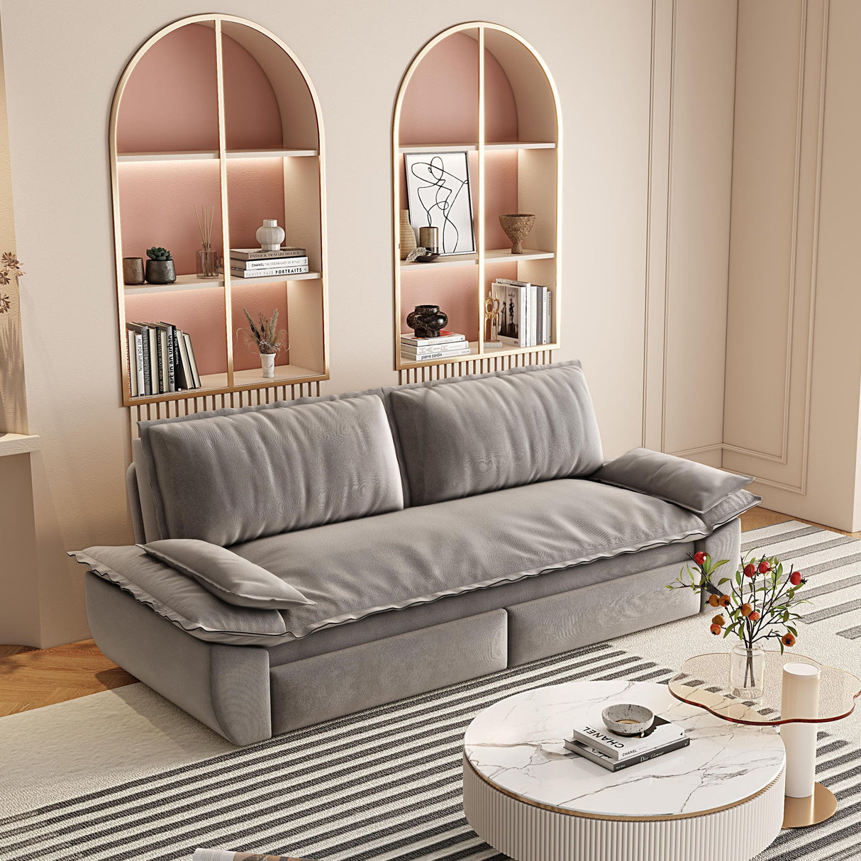 Pull Out Sleeper Sofa Bed, 3 In 1 Multi Functional