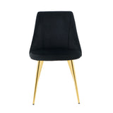 Modern Simple Velvet Dining Chair Set With Gold Metal Legs (Set of 4) - Black