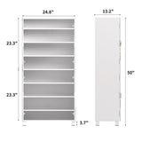 Shoe Cabinet With 4 Mirror Doors 50" Tall Entryway Storage, 8 Adjustable Shelves, Holds 24 32 Pairs (Size 15), Dust Proof Closet For Hallway / Apartment, Ventilation Holes - White