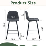Modern Black Pu Bar Chair Rounded Backrest (Set of 2)