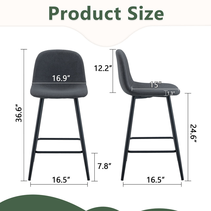 Modern Bar Chair Rounded Backrest (Set of 2)