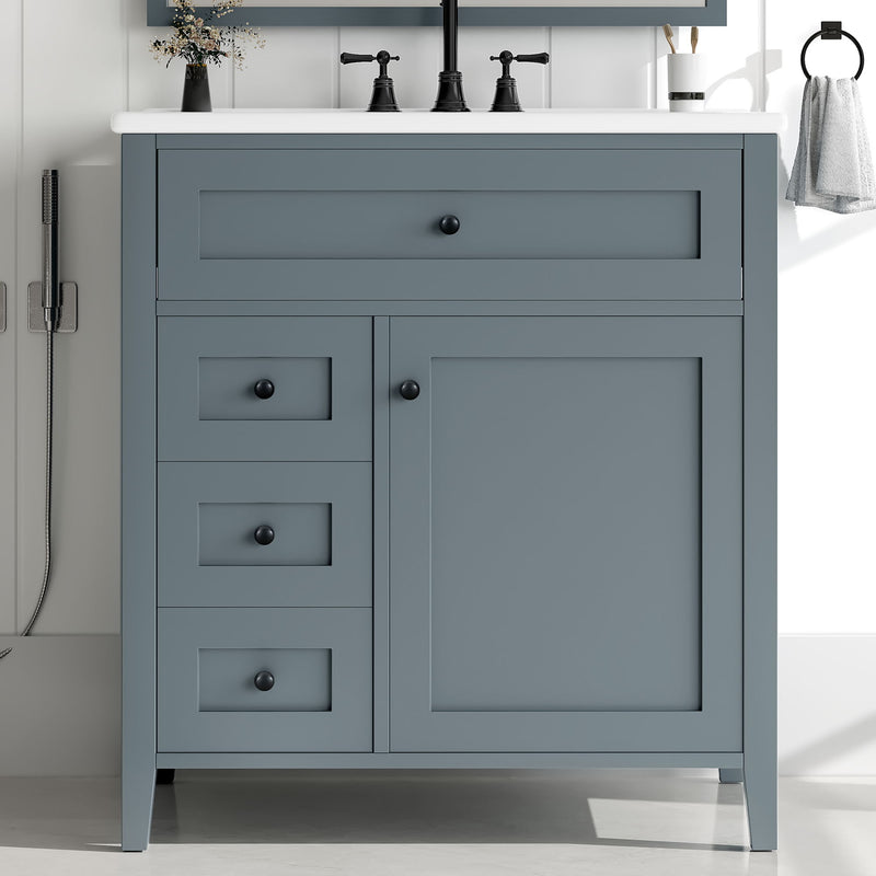 Modern Bathroom Vanity With Sink, 3 Drawers And Adjustable Shelf