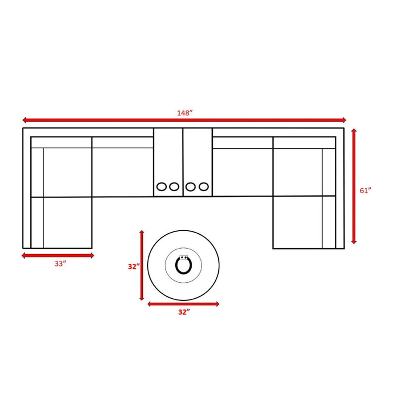 Wicker Outdoor Lounge Set With Cushions And Fire Pit