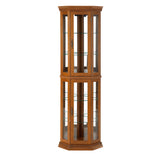 Corner Curio Cabinet With Lights, Adjustable Tempered Glass Shelves, Mirrored Back, Display Cabinet (E26 Light Bulb Not Included)