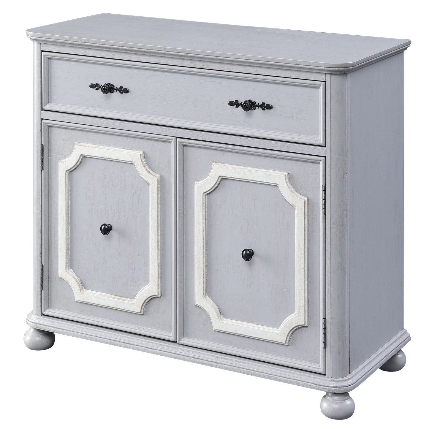 Grey 2-door Accent Cabinet with 1 Drawer