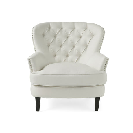 Modern Accent Chair Upholstered Foam Filled Living Room Chairs Comfy Reading Chair Mid Century Modern Chair, Armchair For Living Room Bedroom - Ivory