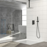 Modern Dual Shower Head System With 16" Ceiling Mount Finish, Stainless Steel And Brass