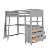 Loft Bed With Drawers With Desk And Shelves