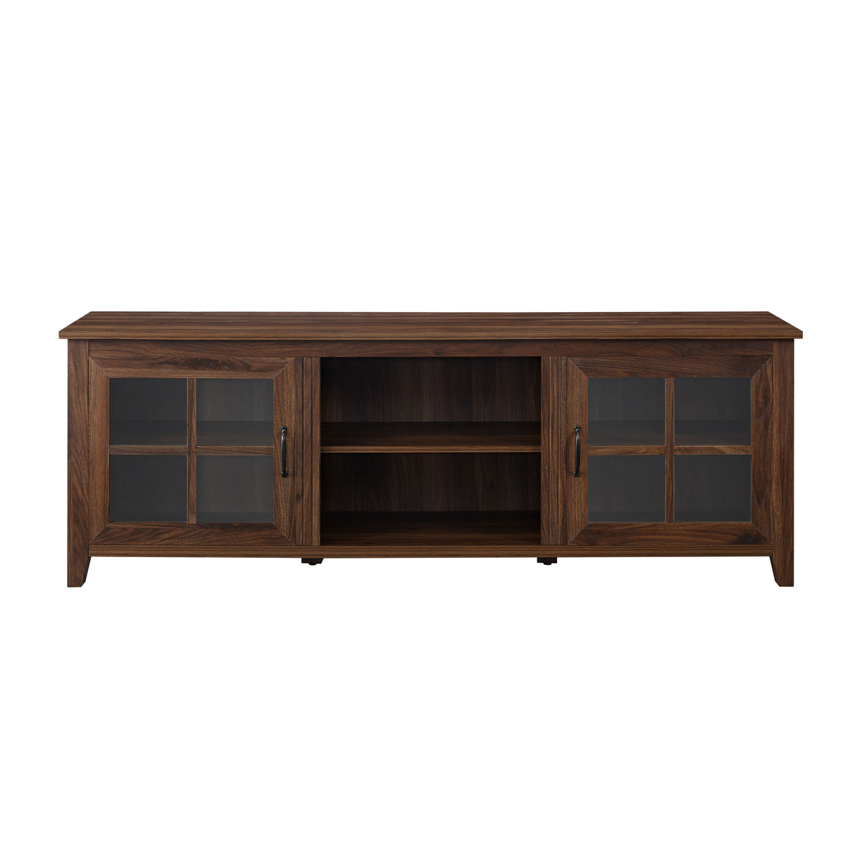 Modern Farmhouse 2 Door Glass Windowpane 70" TV Stand For 80" TVs