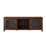 Modern Farmhouse 2 Door Glass Windowpane 70" TV Stand For 80" TVs