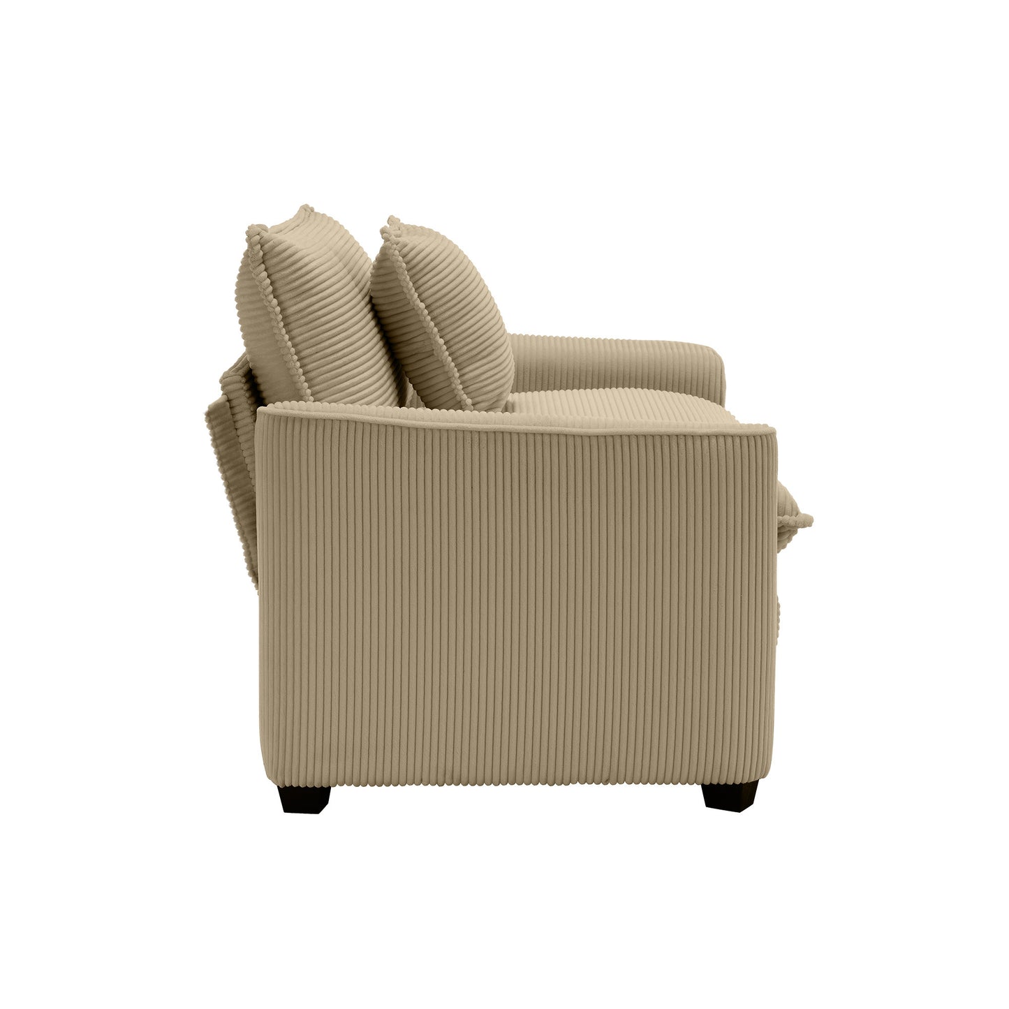 Luxurious and Sophisticated Sofa Set with Soft Cushions and Pillows, Home for Living Rooms and Clubs as well as Home Theaters, Consisting of Two Single Sofas and a 3-Seater Sofas in Tan Corduroy Fabri