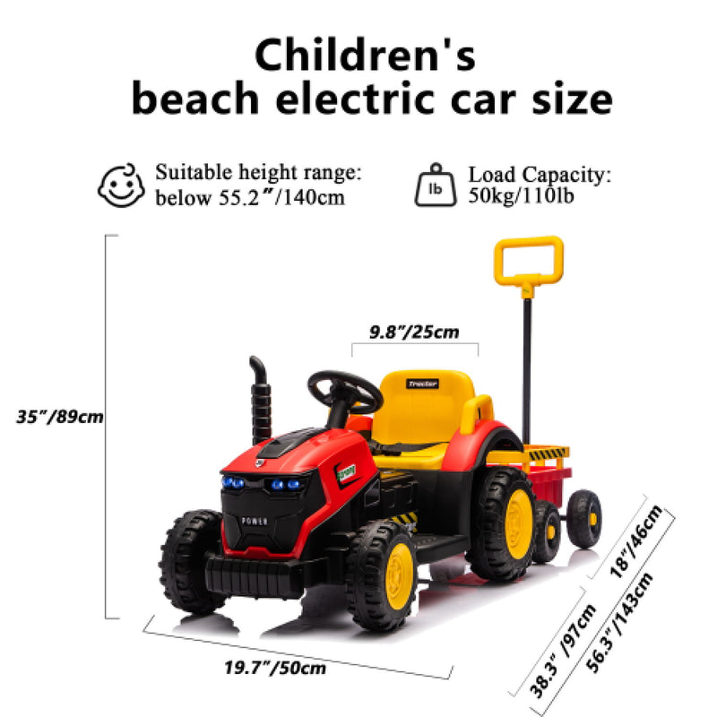 Kids Electric Ride On Tractor With Trailer