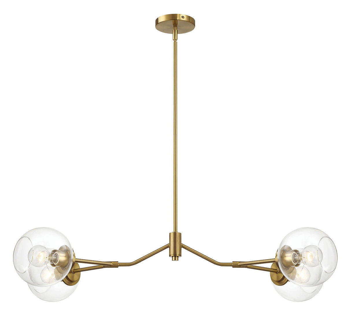 Jewel - 4 Lights Modern Farmhouse Chandelier Ceiling Hanging Light Fixture - Clear / Gold