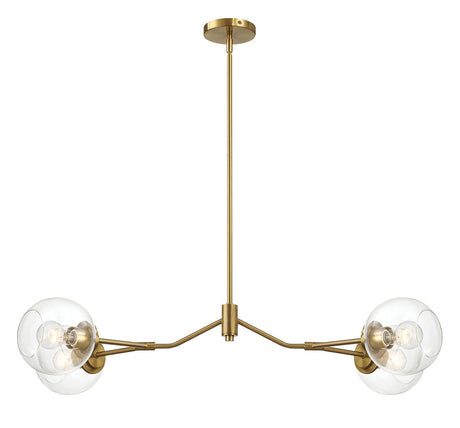 Jewel - 4 Lights Modern Farmhouse Chandelier Ceiling Hanging Light Fixture - Clear / Gold
