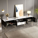 Modern TV Stand With 2 Cabinets & Open Compartments, Entertainment Center For Tvs Up To 80''