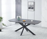 Modern Dining Table, MDF With Paper Finish, Metal Leg Powder Coating - Gray / Black