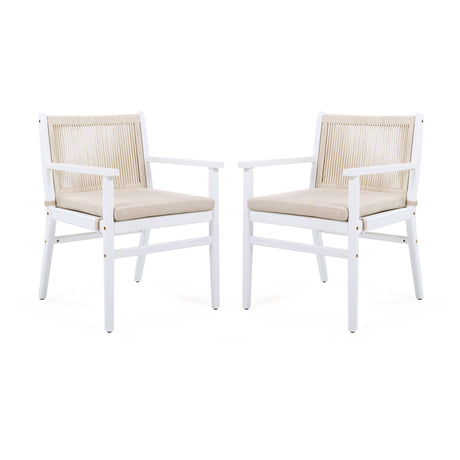 Outdoor Acacia Wood Patio Dining Armchair (Set of 2)