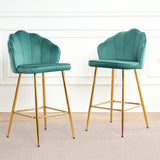 Elegant Shell Shape Velvet Bar Chair (Set of 2)