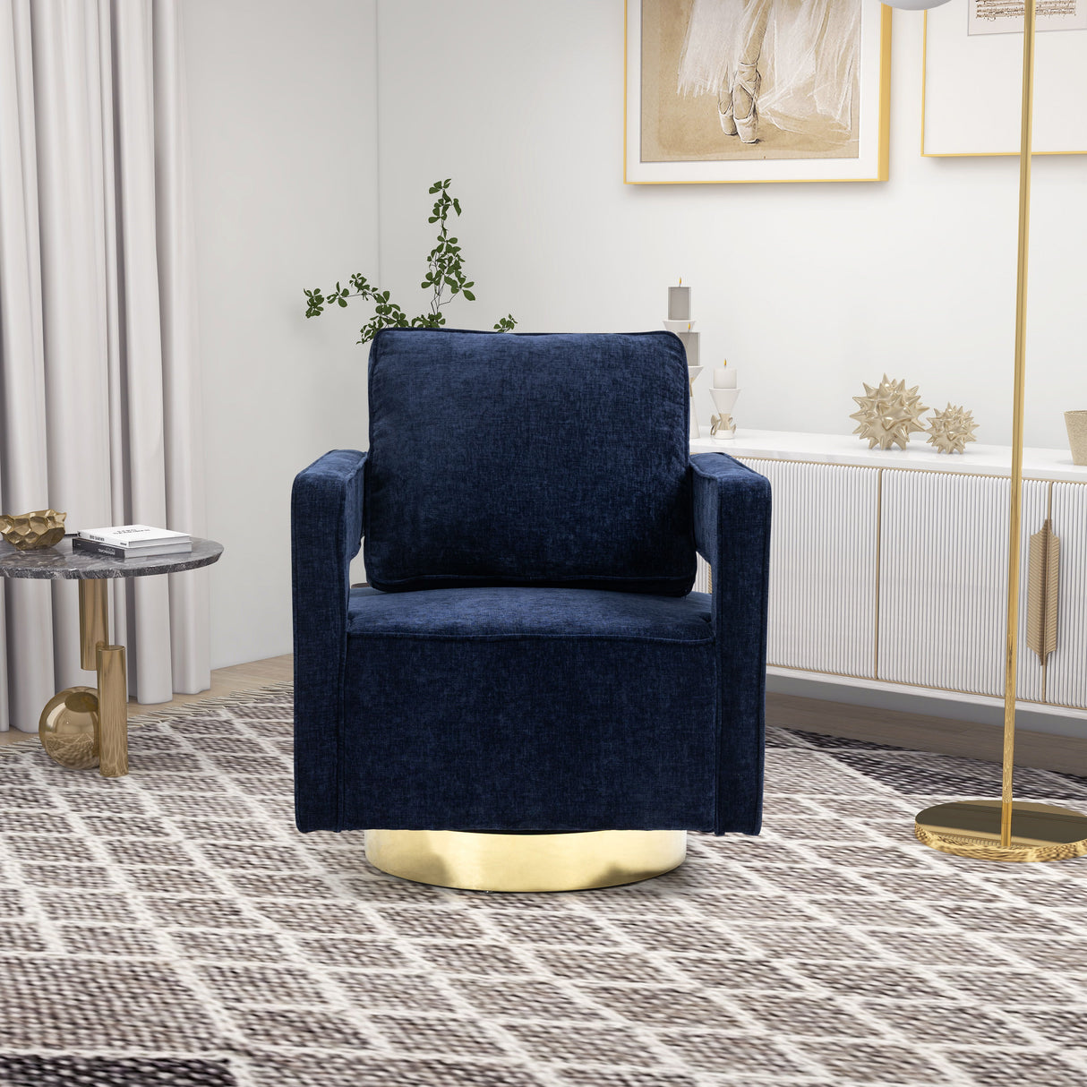 Swivel Accent Open Back Chair Modern Comfy Sofa Chair With Base