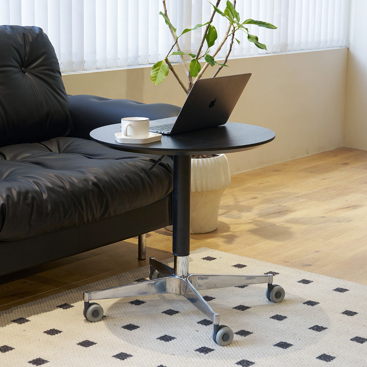 Movable, Adjustable, 360 Swivel Table With Star Base