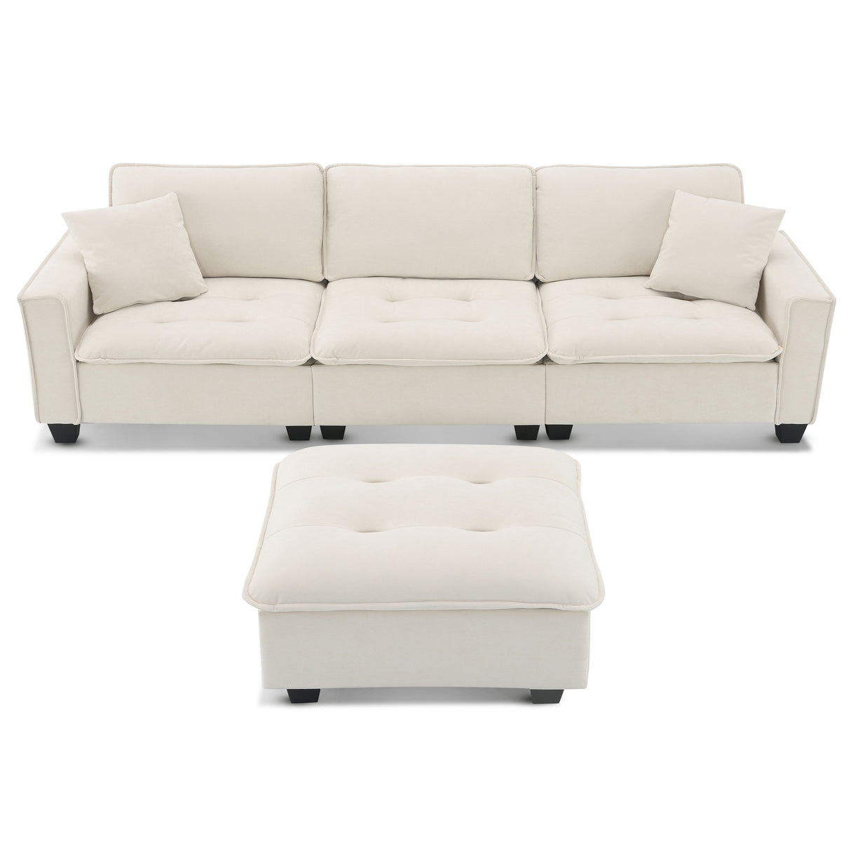 Modern Convertible Sectional L Shaped Reversible Couch Set With Free Pillows 4 Seat Suede Sleeper Sofa With Ottoman